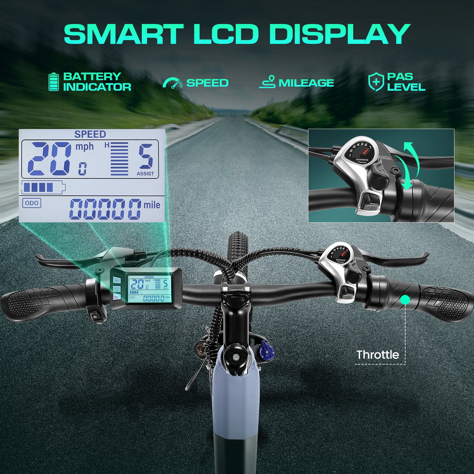WOOKEN Electric Bike for Adults ,48V 10.4Ah Removable Battery and up to 50Miles 19.8MPH, 26" x 2.1" Electric Commuter Bike with 7-Speed and Front Suspension, UL 2849