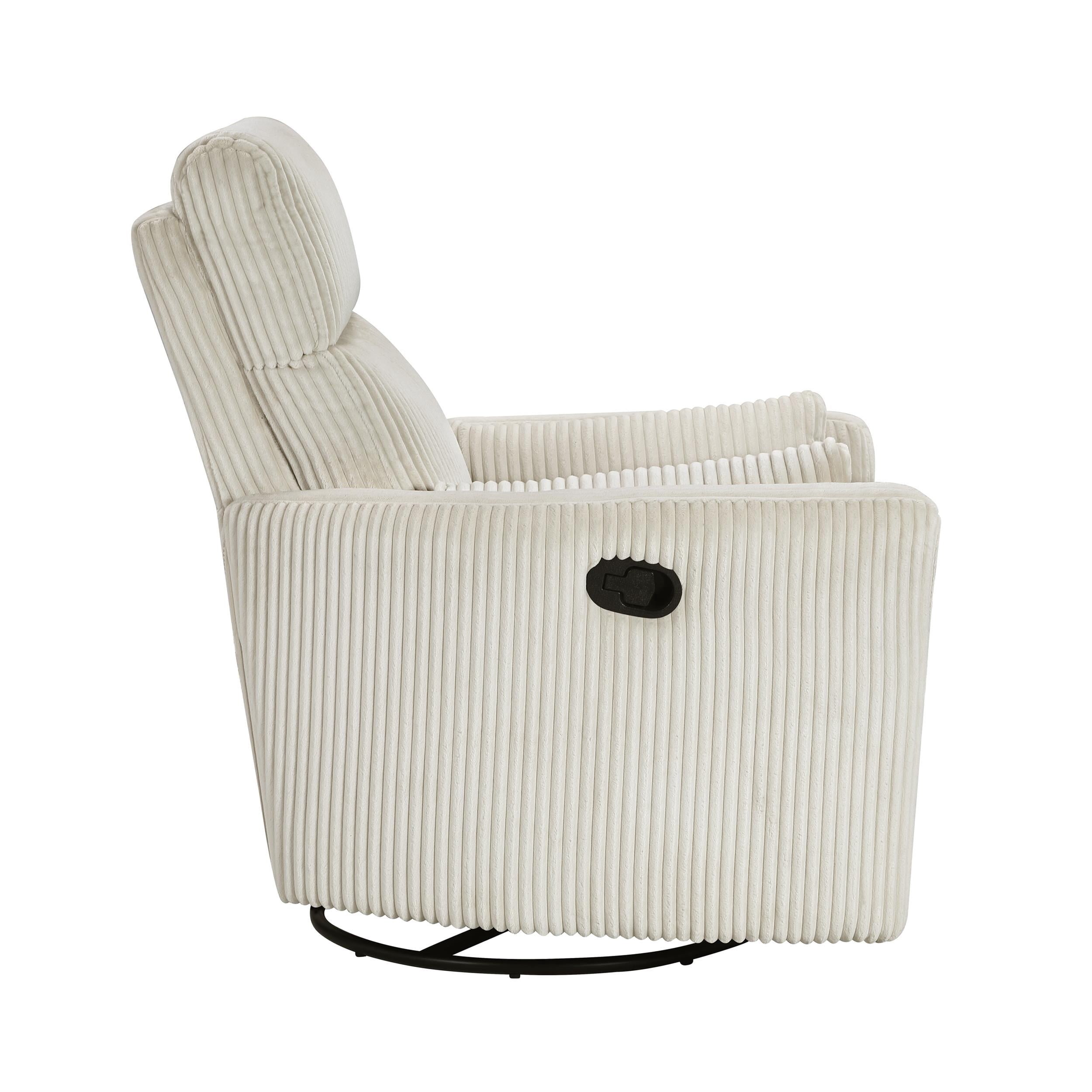 Lexicon Traverse Corduroy Swivel Glider Reclining Chair in Beige