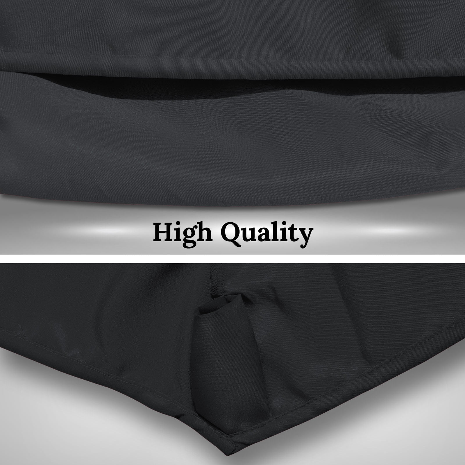 Sunrise 10' Umbrella Canopy Top Cover Patio Replacement Top Cover 8 Ribs Outdoor Sunshade (Black, Cover only, Frame not Included)