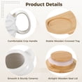 thumbnail image 3 of Ceramic Sugar and Creamer Set, Includes 11.8 oz Creamer Pitcher and 7.4 oz Sugar Bowl, Coffee Bar Serving Set with Wooden Tray & Lid, Porcelain Spice Container Set for Home Kitchen, 3 of 5