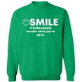thumbnail image 2 of OXI Crewneck Sweatshirt - Smile It Make People, Basic Casual Sweatshirts for Men's and Women Fleece Sweatshirt Long Sleeve - Irish Green Medium, 2 of 2