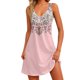 thumbnail image 1 of vestido casual de mujer con bolsillos vestido de playa boho de verano blusas florales para mujer camisetas vestido con cuello en v vestidos sin mangas sueltos rosa fuerte / 2xl, 1 of 7