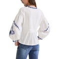 thumbnail image 3 of INSPIRE CHIC Women's Summer Embroidered Blouse V Neck Long Sleeve Casual Top L White, 3 of 6