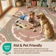 thumbnail image 4 of Design&I 9'x12' Washable Area Rug Pink Cream Concentric Border Framing Balanced Blush Beige Sage for Master Suite, Under Bed, Sleek Flatweave Pet Friendly, 4 of 7