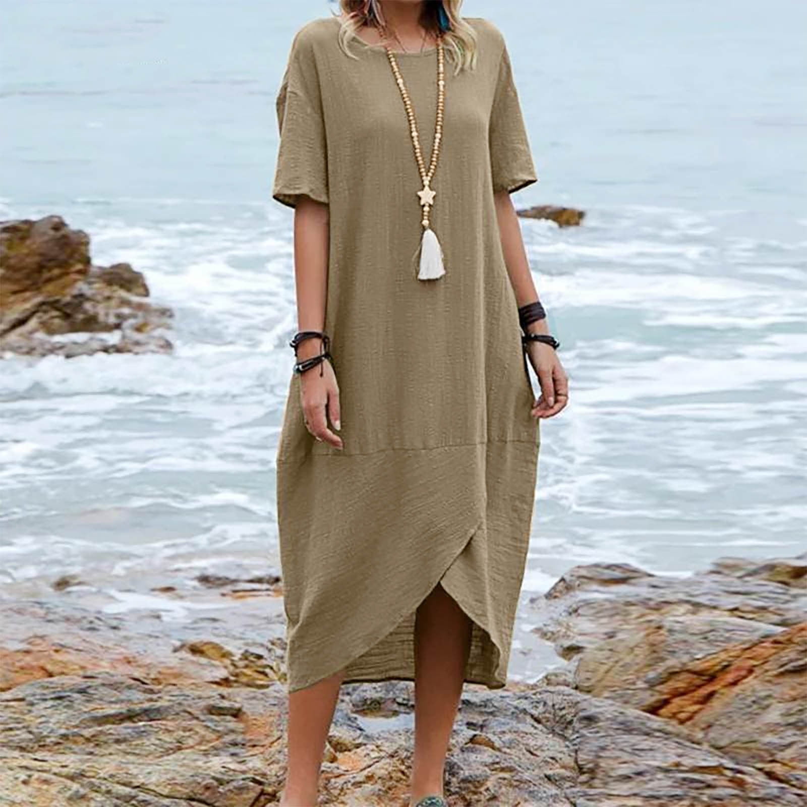 white beach dress crochet Crochet Cover-Up Dress - White main image 1