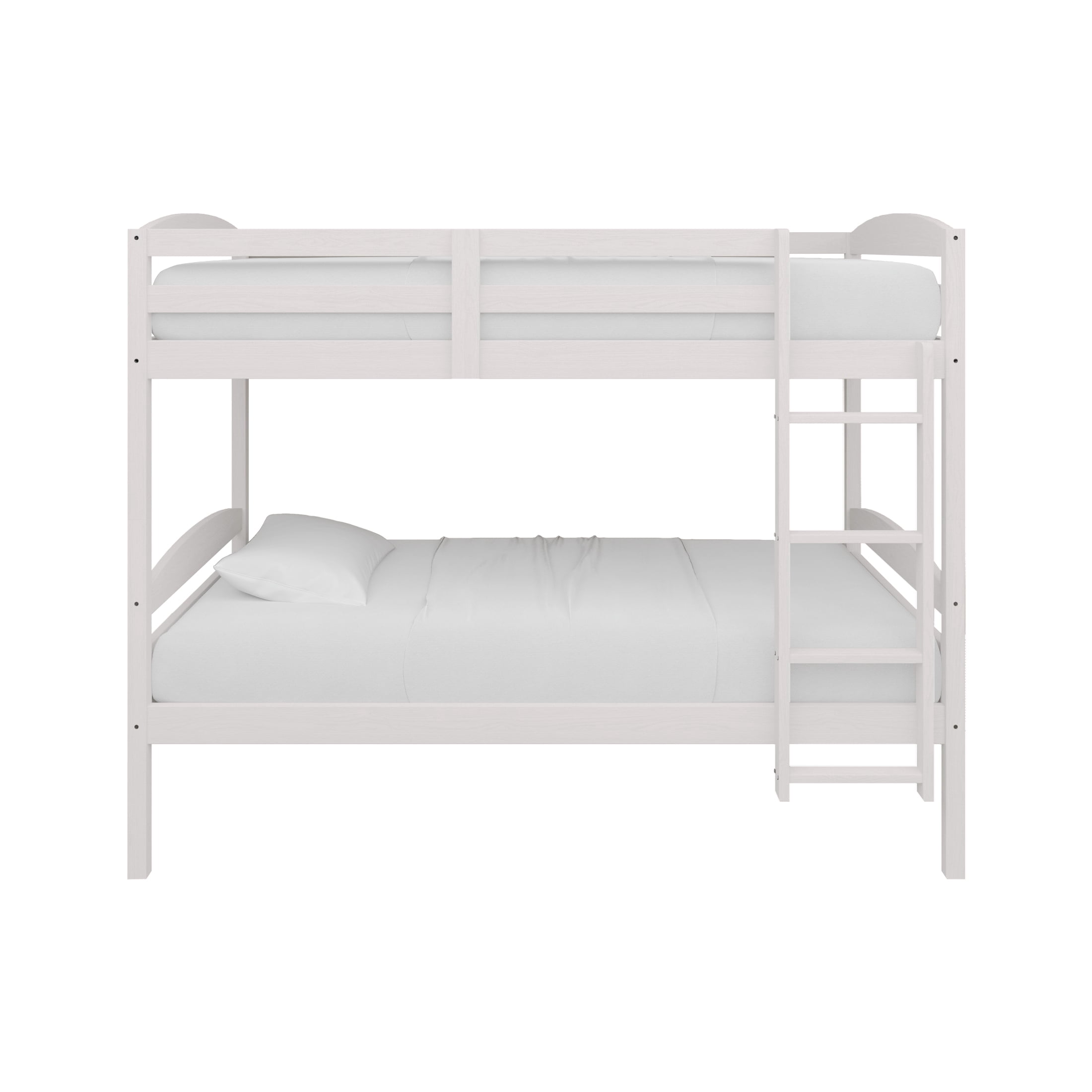 Castle Place Contemporary Twin over Twin Wooden Convertible Bunk Bed, White