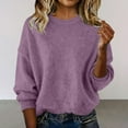 thumbnail image 2 of Turilly Womens Winter Cozy Knitted Sweaters Women's Solid Color Crew Neck Long Sleeve Pullover Tops, 2 of 5