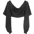thumbnail image 1 of Hooded Cape for Women, Knitted Beach Cover Shirt with Rope Tie, Solid Color Outerwear for Spring Summer, Lightweight Polyester Spandex Blend, One Size Fits Most, 1 of 2