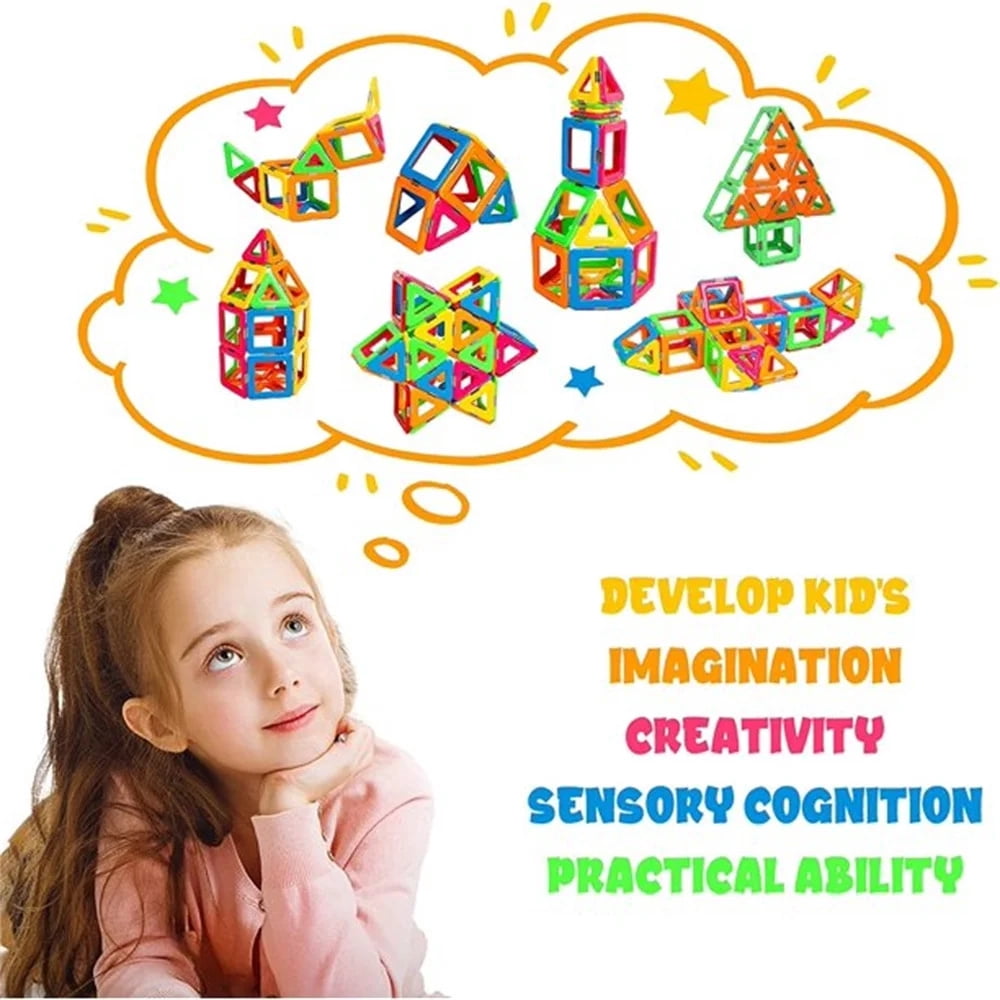NOGIS Magnetic Blocks Tough Building Tiles Toys for 3+ Year Old Learning by Playing Games for Toddlers Toys Compatible with Major Brands Building Blocks (100 Pcs )