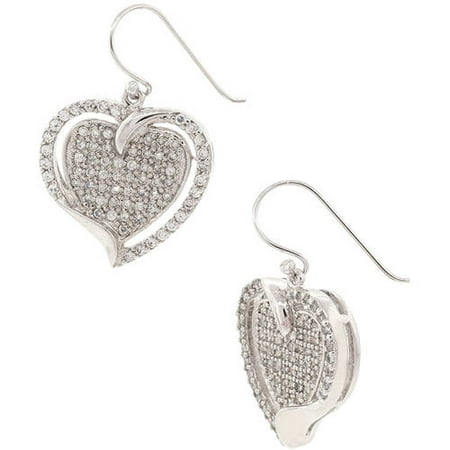 Pori Jewelers Sterling Silver Pave Heart Earrings