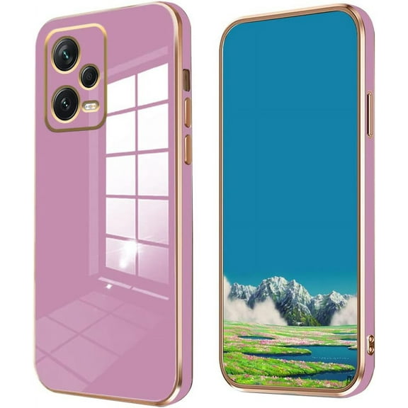 Compatible with Redmi Note 12 Pro Plus Case for Women Men, Ultra Thin Xiaomi Redmi Note 12 Pro Plus Phone Case Silicone Cute Shockproof Plating Electroplate Soft Cases Cover (Purple)