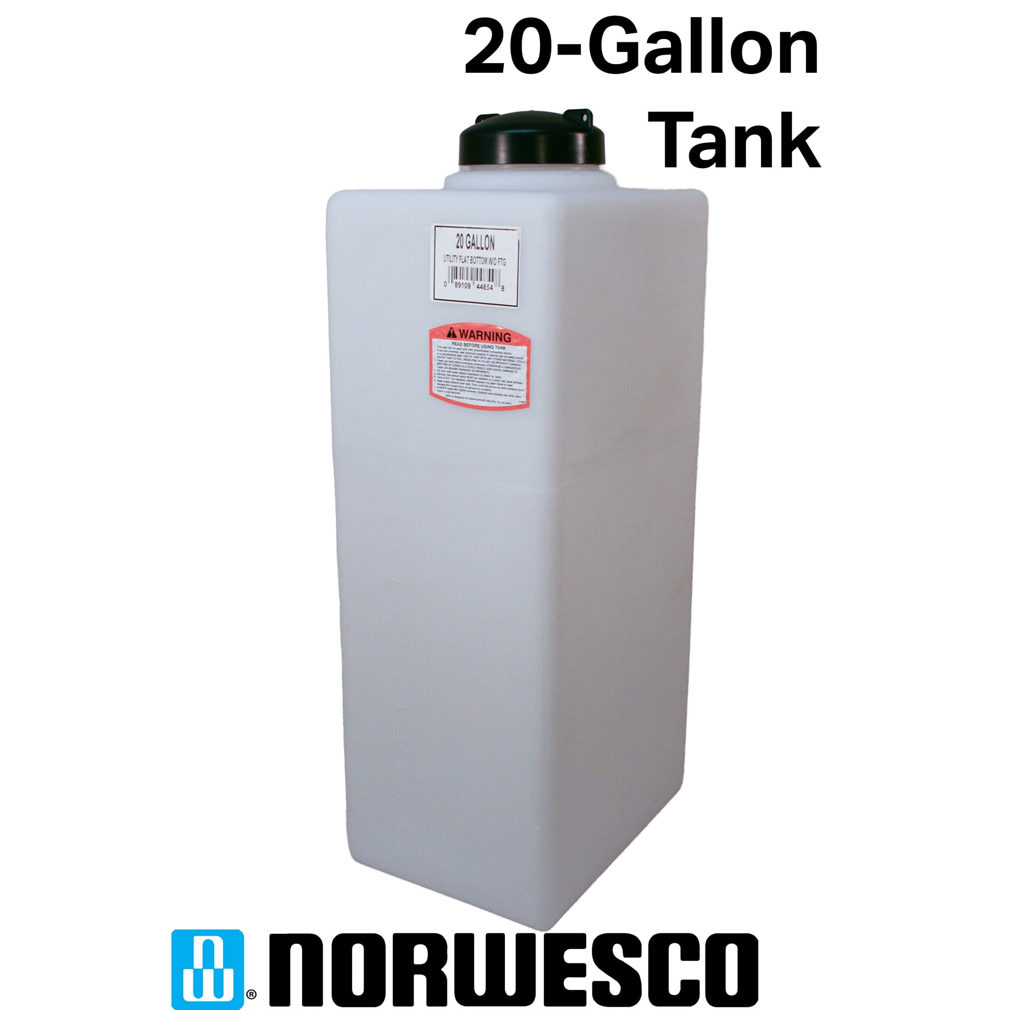 Norwesco Flat Bottom Utility Tanks for Trailers and Lawn Care, 20Gal, White