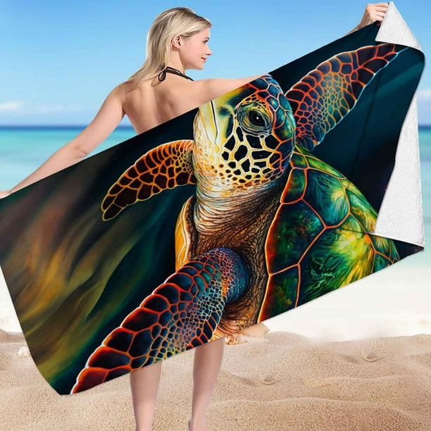 Toalla de playa, toallas de baño, toalla de playa de animales marinos, toalla de playa de microfibra de doble cara de terciopelo, toalla de playa de pulpo y tortuga, toalla de baño para natación, toal