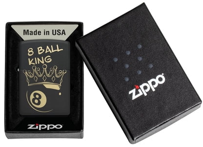 Zippo Lighter - Customized Engraved Message Windproof King 8 Ball Design 46291