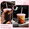thumbnail image 6 of Sparklane 100 Set 16oz Plastic Cups with Lids & Straws,Disposable Pink Clear Iced Coffee Cup with Lid,Round Bottom Plastic To Go Cups for Cold Drinks Slushie Smoothie Valentine Holiday Party Supplies, 6 of 7