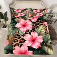 thumbnail image 2 of jejeloiu Rustic Floral Twin Sheet Set (3-Piece) Leopard Monstera Leaf Ultra Soft Decor For Teens, 2 of 7