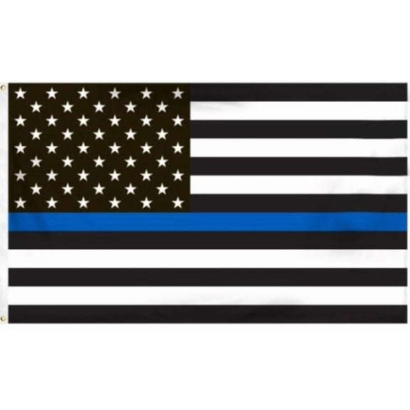 QUEST- 3X5 Blue Line Us American Police Flag Honoring Law Enforcement Officers Flags