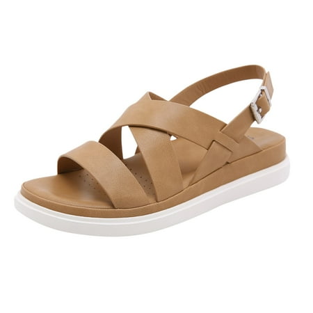 

Sngxgn Women s Elastic Ankle Strap Summer Flat SandalsLadies Slippers Beige 8.5