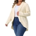 thumbnail image 4 of Agnes Orinda Women's Plus Size Knit Cardigan Lapel Long Sleeve Open Front Irregular Hem Casual Soft Sweater Cardigans 3X Beige, 4 of 6