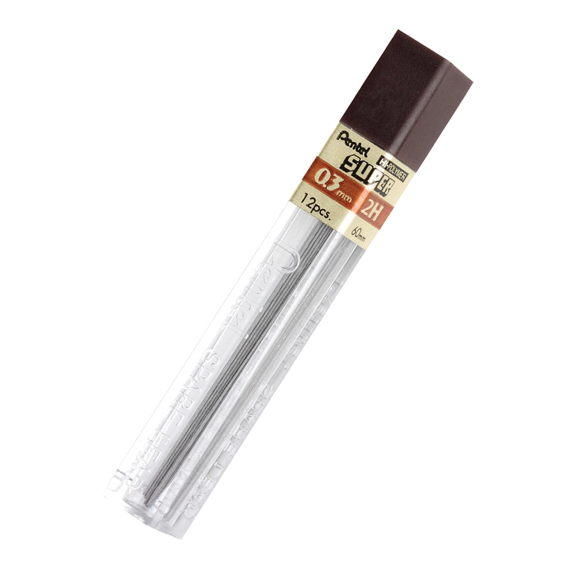 Pentel Super Hi-Polymer Leads, .3mm, 2H, 12/Pkg