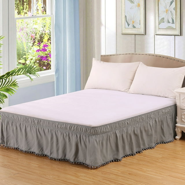 EGNMCR Defend Slip Bed Skirt Elastic Pleated Bed Skirt Elastic Drooping Bed Skirt Hotel Style Bed Skirt Suitable For Home Hotel Spring Mattress Polyester Bed Skirt