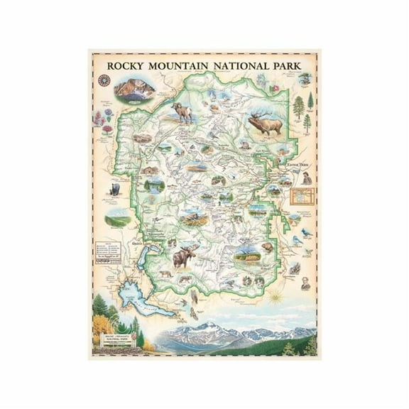 Xplorer Maps MAP_RMNP Rocky Mountain National Park Hand-Drawn Map