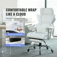 thumbnail image 2 of KFFKFF Chaise de Bureau avec Inclinaison et Repose-Pieds, Chaise de Bureau Spacieuse en Cuir PU Durable, Grandes Chaises de Direction avec Soutien Dorsal, Base en Métal Robuste et Roues Silencieuses, Blanc, 2 of 9