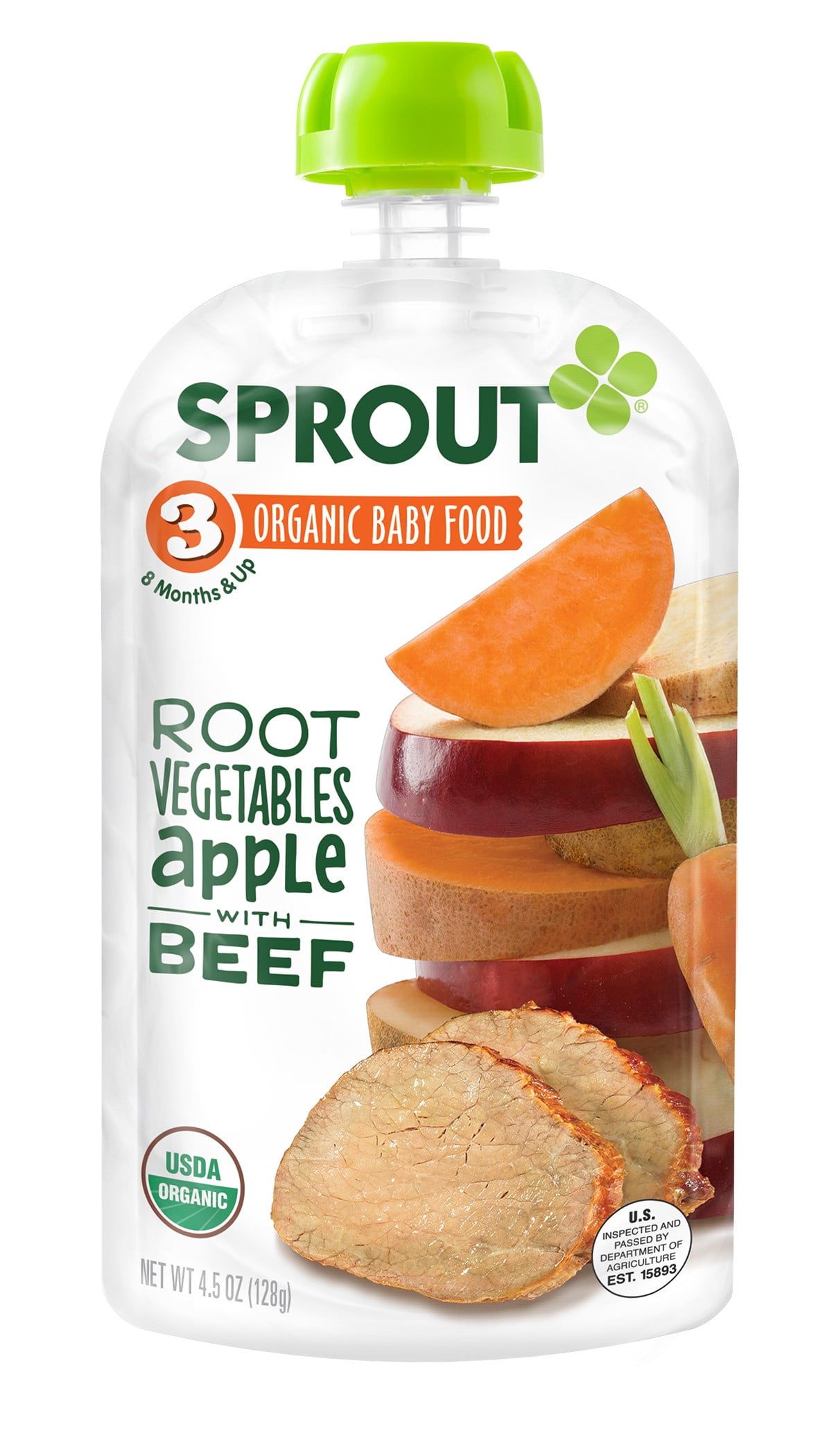 Sprout Organic Baby Food, Stage 3, Root Vegetables & Apple with Beef, 4