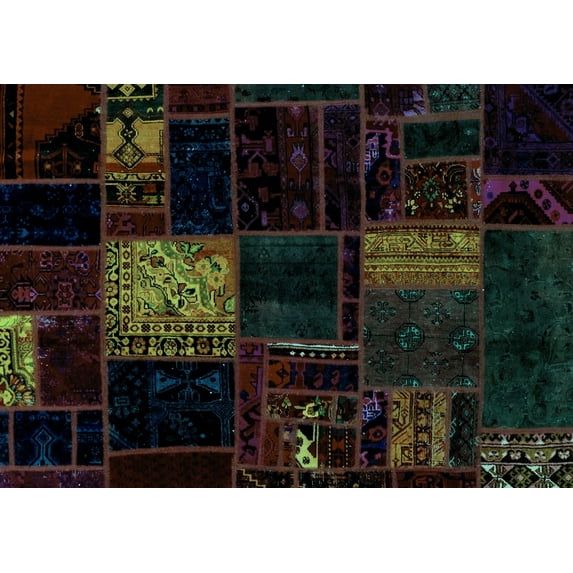 Ahgly Company Indoor Rectangle Patchwork Light Blue Transitional Area Rugs, 2' x 4'