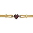 thumbnail image 2 of Gem Stone King 18K Two Tone Sterling Silver Red Rhodolite Garnet and White Lab Grown Diamond Bracelet for Women (2.04 Cttw, Heart Shape 8MM, 6.5/7/7.5 inches, Made in Italy), 2 of 3