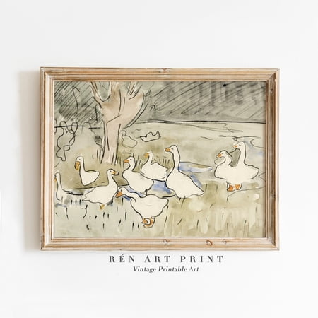 Vintage Duck Wall Art, Unframed Paper Poster 8x10in