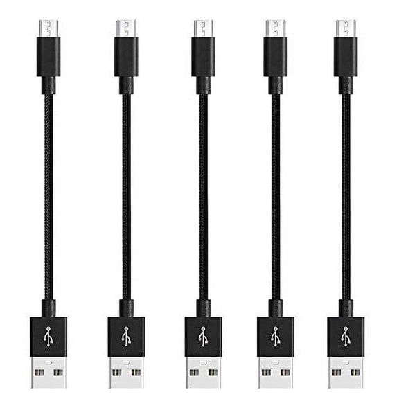 epacks Micro USB Cable Nylon Braided High-Speed USB to Micro USB Charging Cables (5-Pack) (Black, Short 9 Inch)