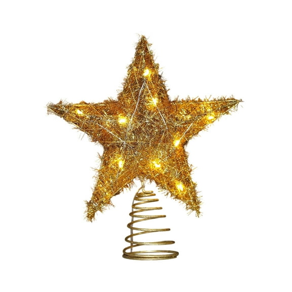 CuiLiyq Christmas Tree Topper Tinsel Star, 10 Inch Shiny Iridescent Christmas Tree Decoration, for Xmas Tree Holiday Party Indoor Decor