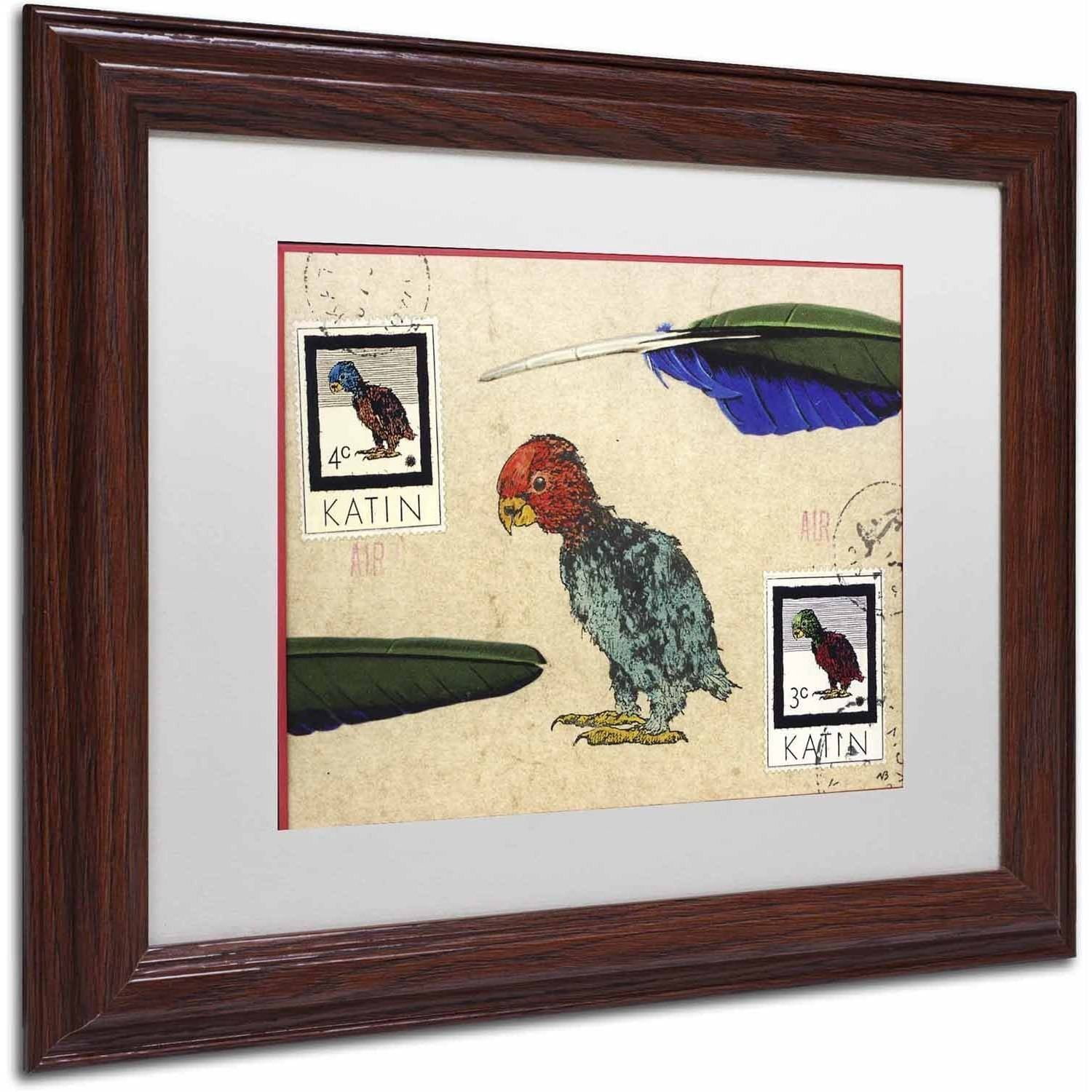 Trademark Fine Art 'Katin Parrot' Canvas Art by Nick Bantock, White Matte, Wood Frame