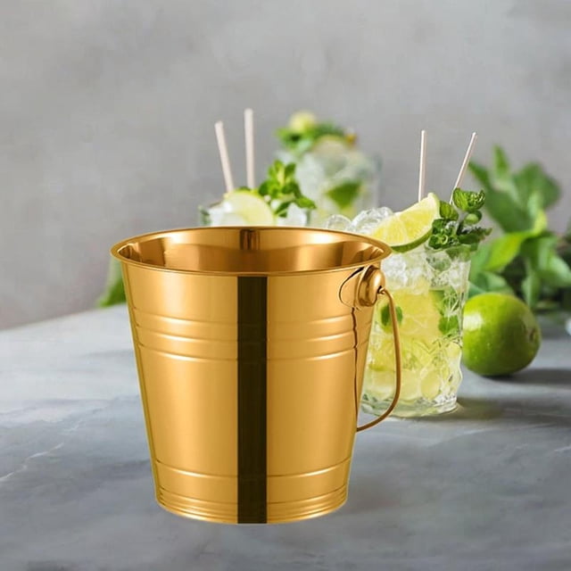 Cubo de hielo de acero inoxidable, Cubo de refrigeración para bebidas, multiusos, resistente, para ensalada, bañera de Metal para bebidas, accesorios 2500ML
