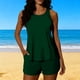 thumbnail image 1 of Tankini para mujer, traje de baño de dos piezas con tirantes, espalda descubierta, color liso, con bloques de color y hombros descubiertos, para mujer, tankini, 2 piezas, 1 of 7