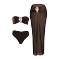thumbnail image 2 of uublik 2 Piece Swimsuit for Women 3 Piece Bikini Set Beach Vacation Bathing Suit with Cover Up Skirt Coffee, 2 of 4