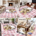 thumbnail image 5 of Area Rug for Living Room, Easter Bunny Non-Slip Indoor Large Carpet for Bedroom/Dining Room, Spring Easter Eggs Chick Floral Pink Check Washable Low-Profile Rectangle Floor Runner Rugs - 5 x 7 Ft, 5 of 7