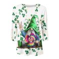 thumbnail image 5 of Birdeem T-Shirt Imprimé de la Saint-Patrick pour Femmes, Blouse à Manches 3/4, Col Rond, Hauts Décontractés, 5 of 5