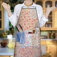 thumbnail image 6 of Pioneer Flower Floral Print Pattern Apron-Garden Aprons for Women with Pockets-Cotton Linen Waterproof Kitchen Cooking Gardening Aprons Adjustable for Kitchen,Cooking,BBQ and Salon 33x27 Inch, 6 of 7