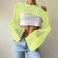 thumbnail image 2 of Tenue de Plage Solide Col Rond pour Femmes Tenue de Couverture Tricotée à Manches Longues, 2 of 5