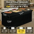 thumbnail image 5 of decorUhome Spandex Tablecloth, Fitted Stretch Table Cloth for 6FT Rectangle Tables, Waterproof Washable Table Cover for Event, Wedding, Banquet & Parties (Black, 72Lx30Wx30H Inch), 5 of 8