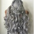 thumbnail image 3 of Peluca CHAO cabello largo Negro Gris Degradado Fibra química, 3 of 4