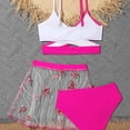 thumbnail image 5 of Staki Girls Swimsuit Double Strap High Waist Sporty Bikini Swimsuits Swim Cover Up Skirt 3 Piece Set Bikini Sets for Girls 8-12Y(Red,10-11 Years), 5 of 6
