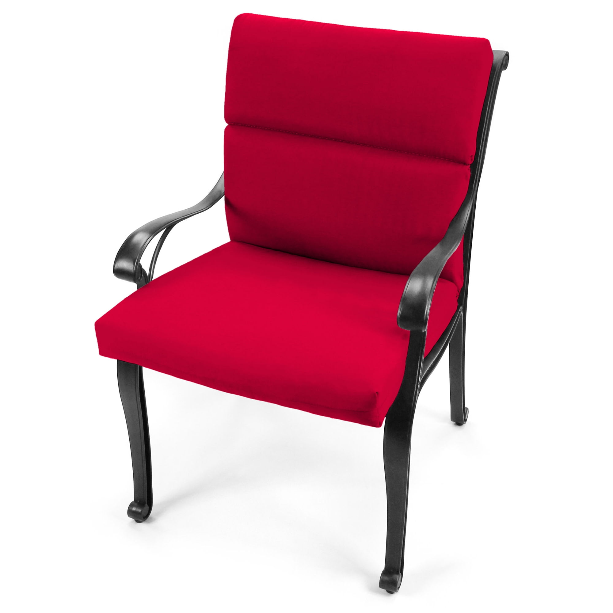 Jordan Manufacturing 44" x 22" Really Red Solid Rectangular Outdoor Chair Cushion with Ties and Hanger Loop