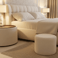 thumbnail image 2 of Homy Casa 2-Piece Round Ottoman Coffee Table Set with Wood Tray, Upholstered Accent Ottomans, 2 of 8