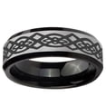 thumbnail image 2 of Celtic Knot 8MM Beveled Edge Gray And Black Tungsten Men Ring, 2 of 2