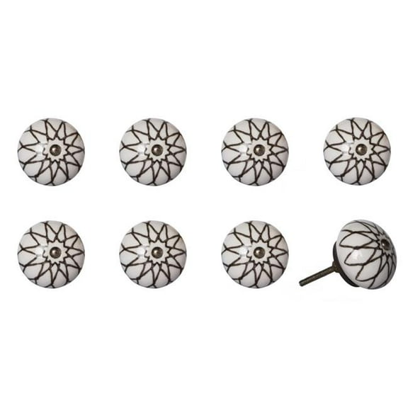 HomeRoots 544444 Brown Ceramic & Metal Drawer Pull Knobs - Set of 8