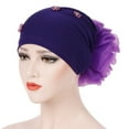 thumbnail image 5 of Yesbay Women Faux Pearl Flower Hat Hijab Hair Loss Head Scarf Turban Cap Wrap, 5 of 7