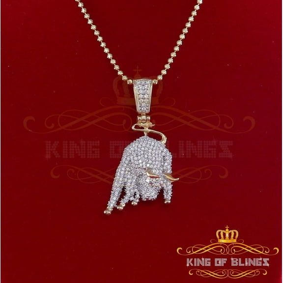 King of Bling's Yellow 925 Sterling Silver Fashion OX Necklance Pendant 3.32ct Cubic Zirconia